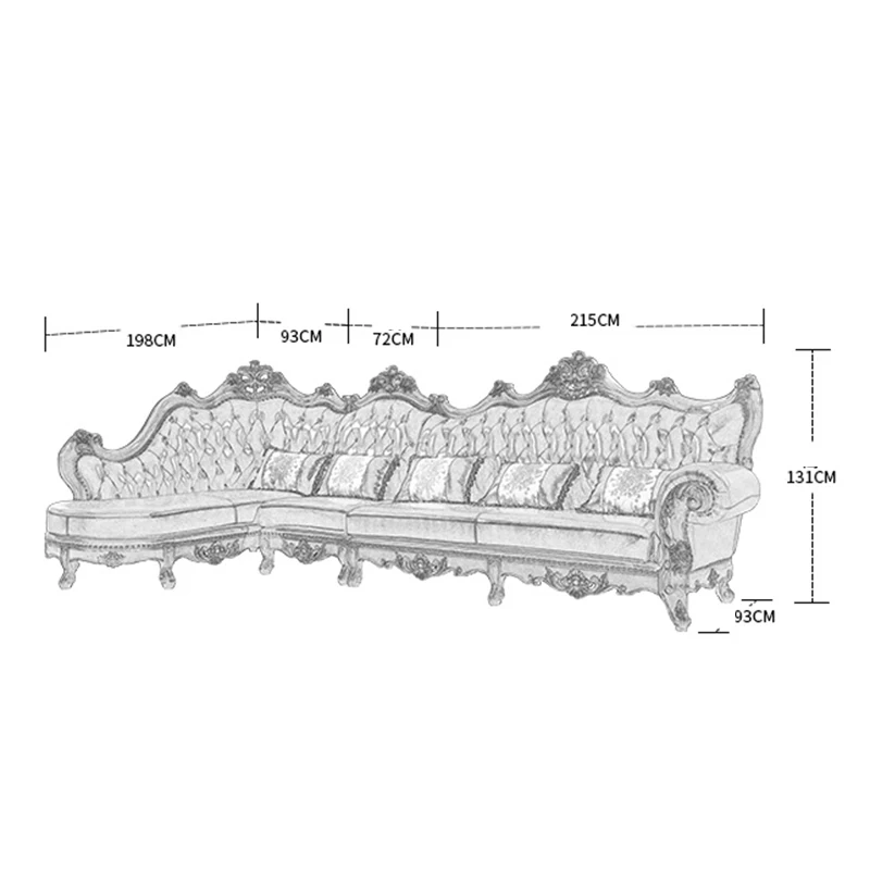 Europeanstyle Leather Corner Sofa Solid Wood Highend Living Room