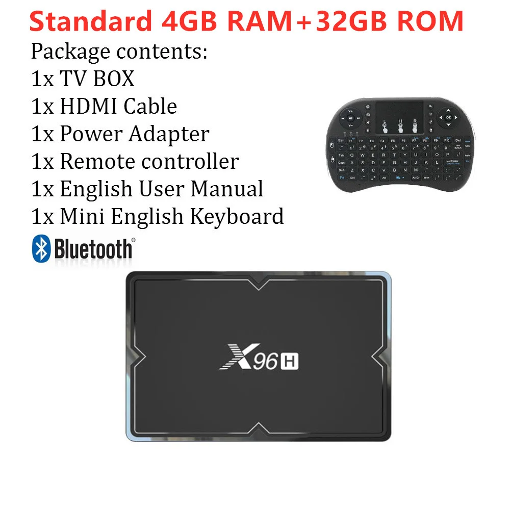 32G Keyboard T ТВ коробка 6K Android 9,0 Смарт ТВ коробка X96H Allwinner H603 HDMI Bluetooth 4,1 USB 3,0 2,4G 5G Wi-Fi 2/4G 16/32/64G Media Player - Цвет: 32G Keyboard