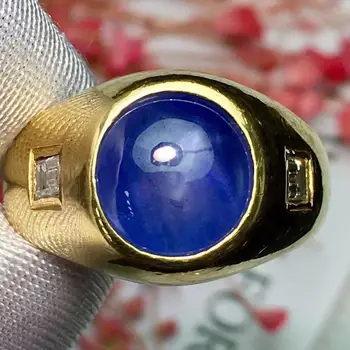 

Fine Jewelry Real 20K Gold 100% Natural Unheat Blue Star Sapphire 7.9ct Gemstones Sapphire Diamonds Unisex Male's Rings