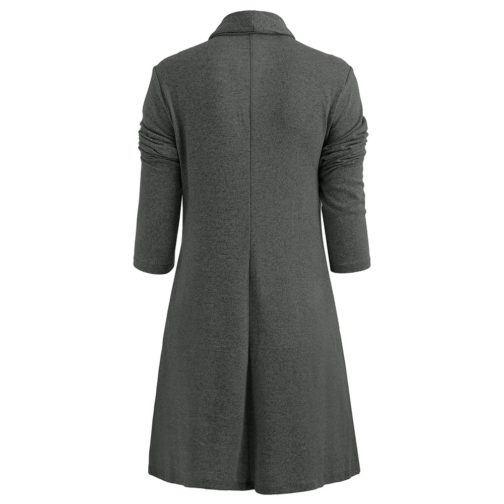 Najtaniej Swetry damskie guzik długi sweter rozpinany bez kołnierzyka Casual jednolity kolor, długi sweter rozpinany o wysokiej talii 2019 jesienno zimowa