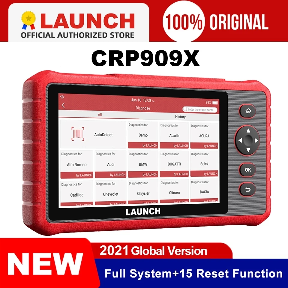 LAUNCH X431 CRP909X OBD2 Scanner Full System OBD Diagnostic Tool Automotive OIL IMMO TPMS Code Reader Diagnostic Scanner crp909