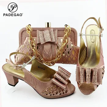 

Comfortable heels Pumps African Sandals with Matching Bag Nigerian Design African African Shoes and Bag Set for Parties