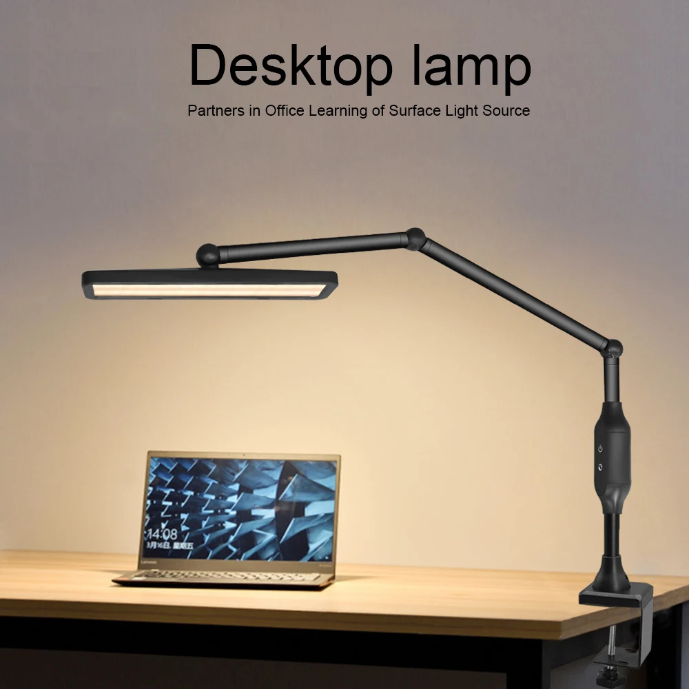 Long Arm Clip-on Lamp Adjustable Brightness Remote Control Touch Dimmer LED Table Lamp For  Reading Room Business Office Work