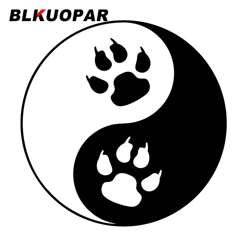 

BLKUOPAR символ Инь и Янь с кошачьими лапами, автомобильная наклейка с защитой от царапин, водонепроницаемая наклейка, забавные окна, холодильник