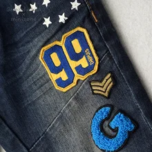 Детские джинсы, брюки в году, новые стильные осенние и зимние повседневные Прямые брюки мужчины и женщины дети Fas