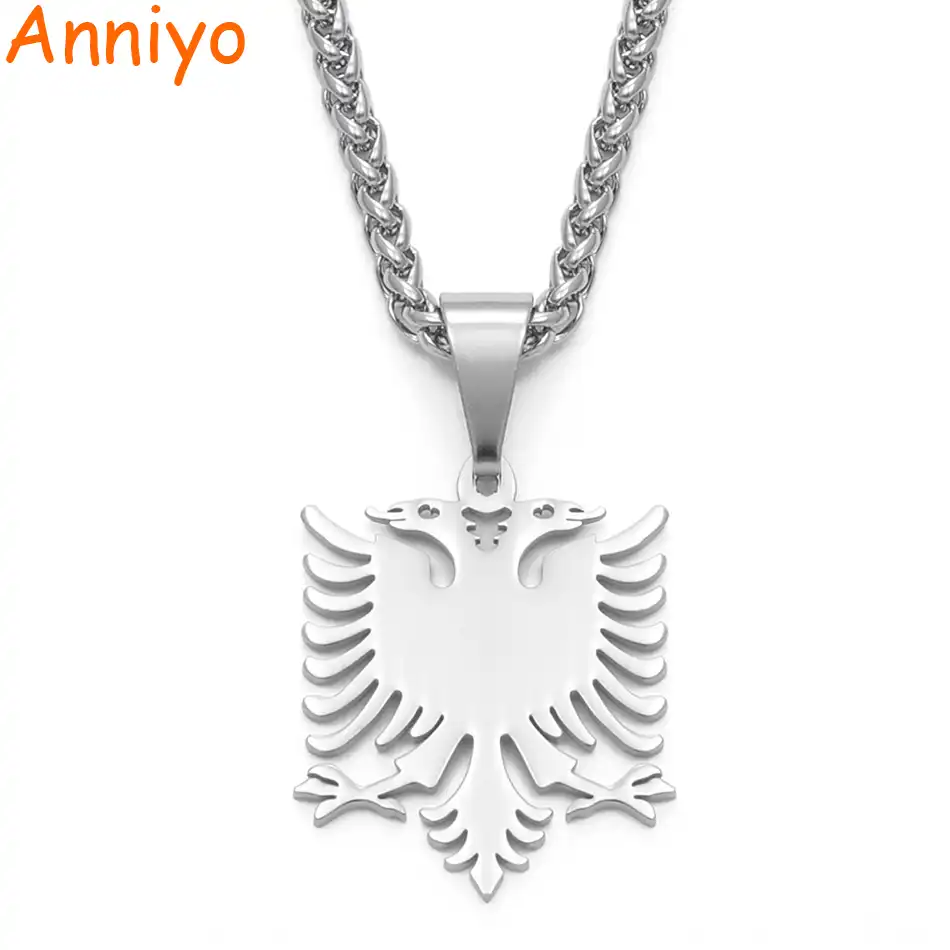 Anniyo Arnavutluk Kartal Kolye Kolye Parlatma Paslanmaz Celik Taki Etnik Hediyeler Kadinlar Erkekler Icin 109221 Sallantili Kolye Aliexpress