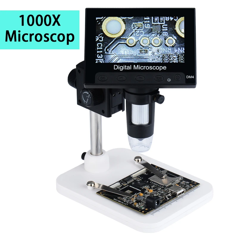 BEST 1000X 4.3" usb microscope 8 LED Digital Microscope metal stand Electronic Microscope for PCB Mother