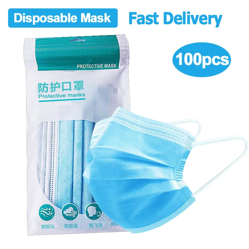 

100pcs Protection Mask Dust Disposable Face Masks Elastic Ear Loop Filter Mask DROPSHIPPING