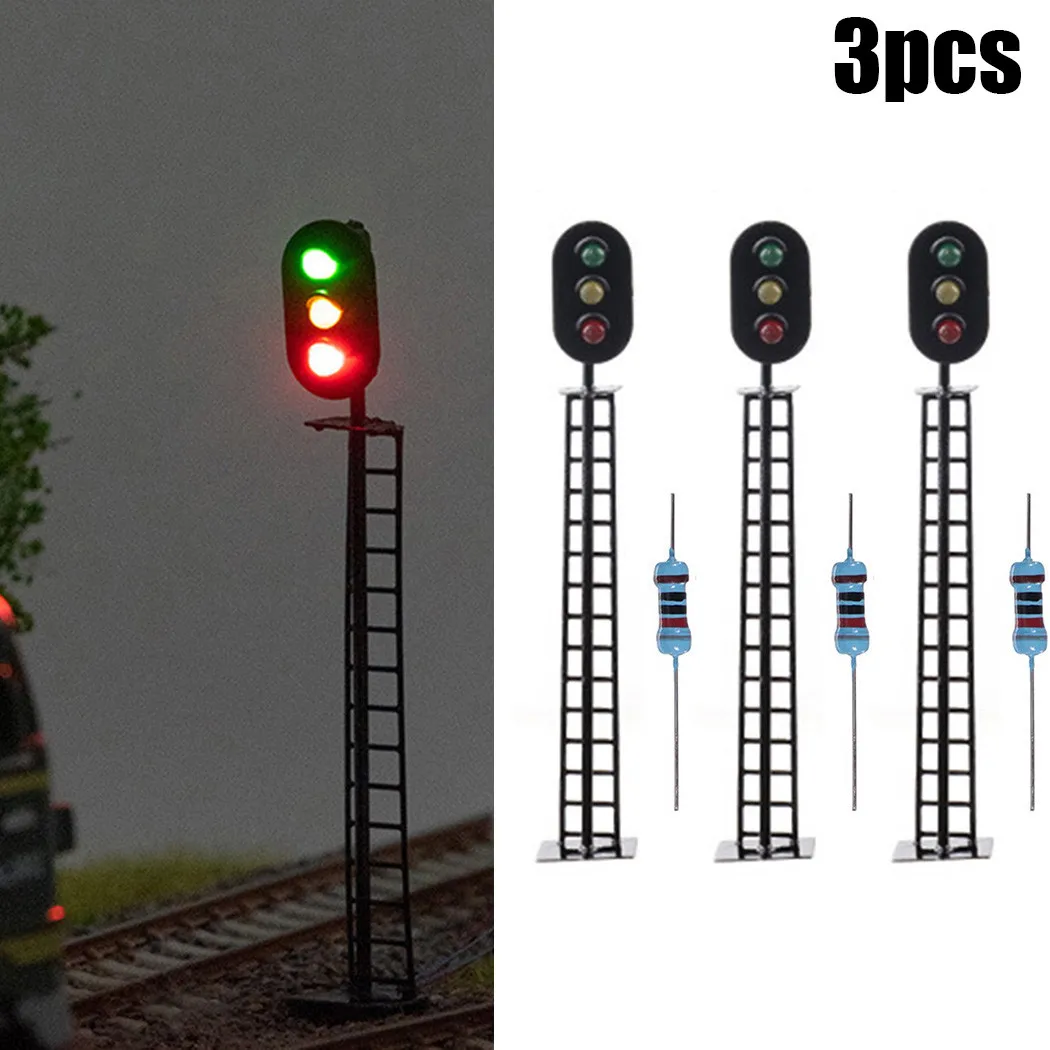 Modello Segnale Ferroviario Luminoso LED – 2 Aspetti Rosso/Verde – Scala OO Gauge (1:87) – Altezza 83mm – Alimentazione 3V/12V DC – Con Resistori Inclusi – Kit Di 2 Luci Per Diorami E Plastici