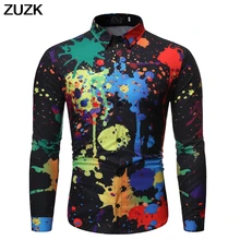 Новая модная дизайнерская мужская Повседневная рубашка в стиле граффити, универсальная повседневная мужская приталенная рубашка с отворотом и длинным рукавом Camisa Masculina