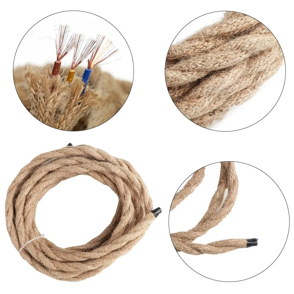 5M Vintage Rope Wire Twisted Cable Retro Braided for DIY Pendant Lamp Cable