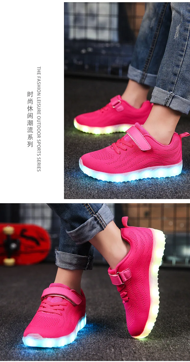 Uncle Jerry Child Summer Shoes light up shoes for Boys and Girls LED Sneakers USB Rechargeable Breathable Children Casual Shoes children's shoes for sale