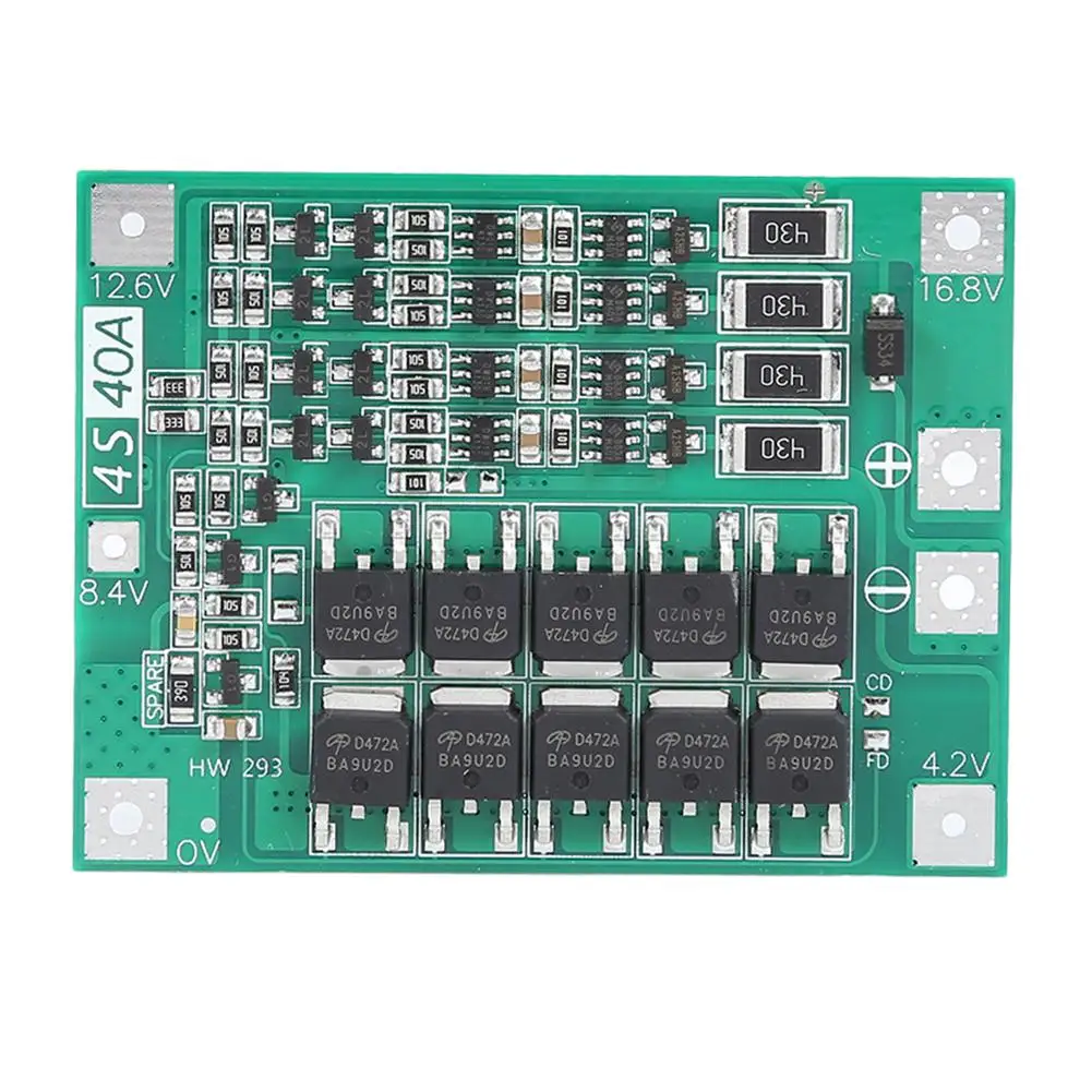 4S 40A BMS 14 8 V 16 18650 Защитная плата для литиевой батареи PCB с балансным током Lipo Cell
