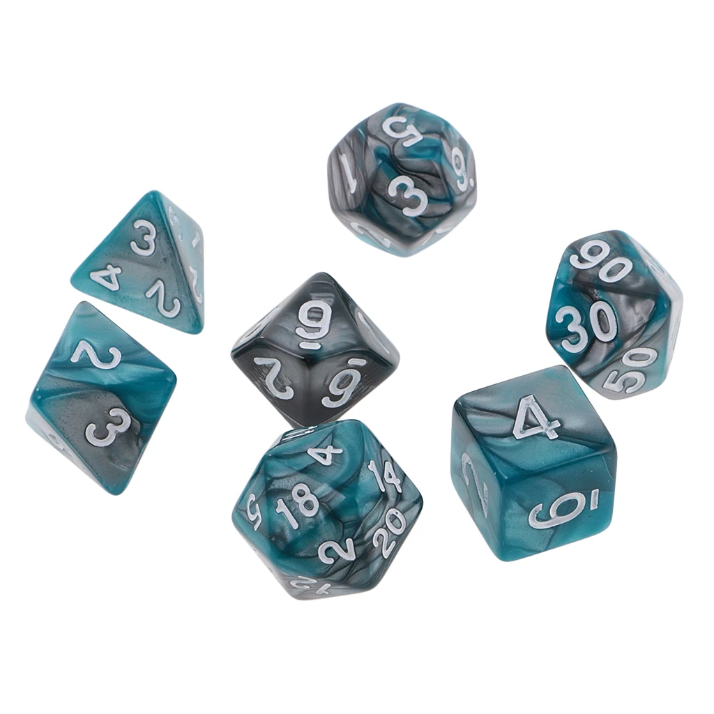 7pcs Two Colors Polyhedral Dice 16mm D20 D12 D10 D8 D6 D4 Dices for Dungeons and Dragons Table Games