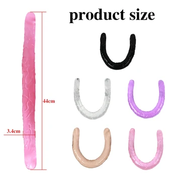 Double Long 44cm Soft Jelly Dildo Realistic Dildos Cock Lesbian Vaginal Anal Plug Flexible Fake Penis For Women Dildos Sex Toys 2