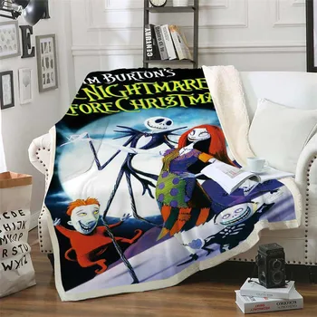 

HELENGILI Nightmare Before Christmas Sherpa Blanket Bedspread Velvet Plush Soft Comfortable Home Camping Aircraft Blanket