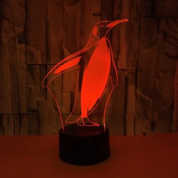 

3D Modelling Led Night Light 7 Colors Penguin Changing Atmosphere Abstract Desk Lamp Home Bedroom Decor Baby Sleep Lighting Gift