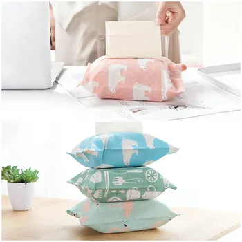 

1Pc Living Room Tissue Set Paper Towel Bag Paper Bag Fabric Car Tissue Box Towel Box Car interior Accessories Car Accessories