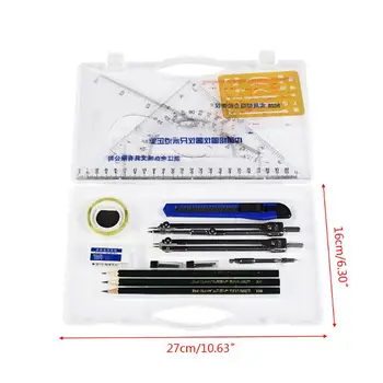 

16pcs/set Drafting Compass Kit Drawing Ruler Pencil Student School Supplies Tool