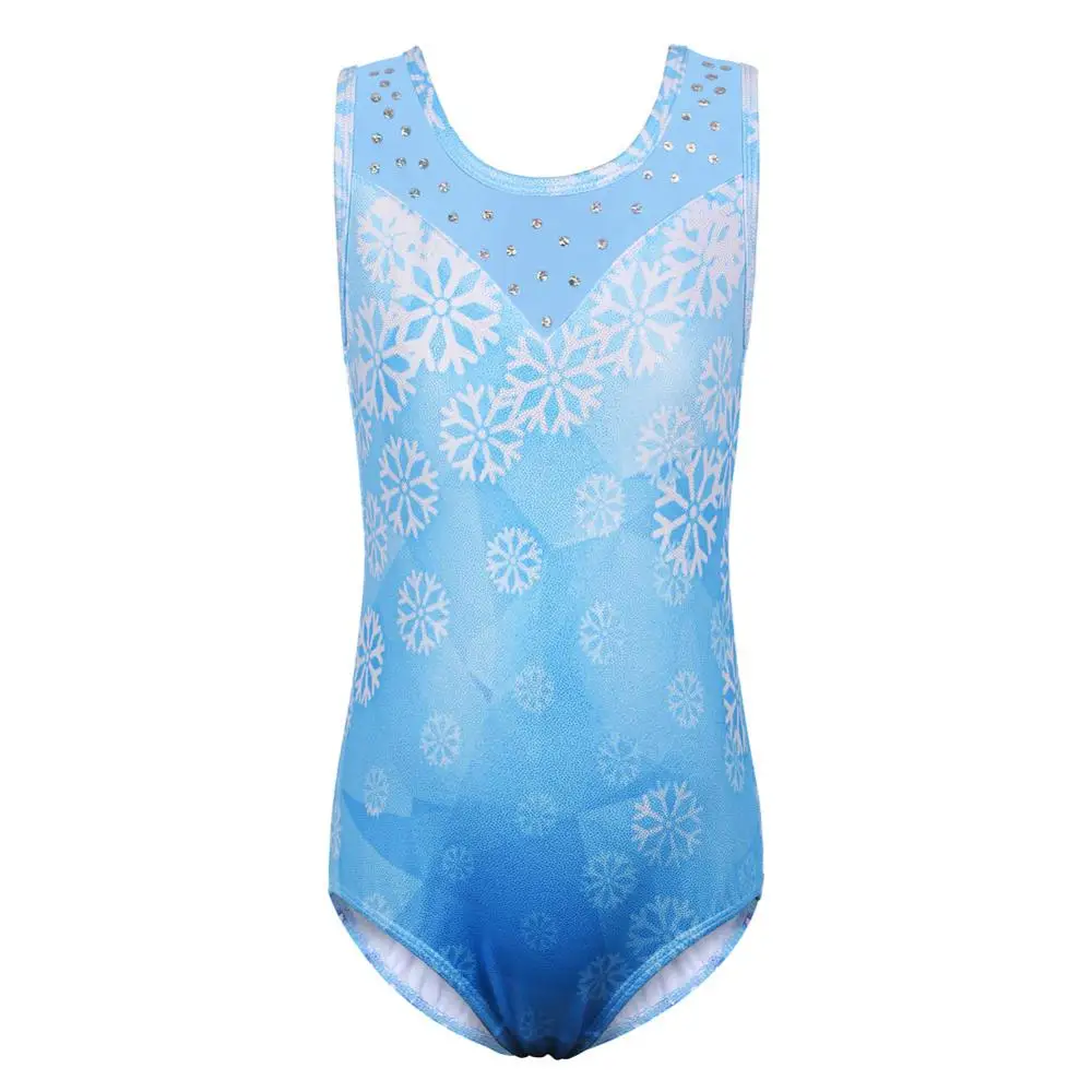 BAOHULU Sleeveless Ballet Leotards for Girls Blue Color Snowflake Print Gymnastics Clothe Kids Practice Dance-Costume | Тематическая