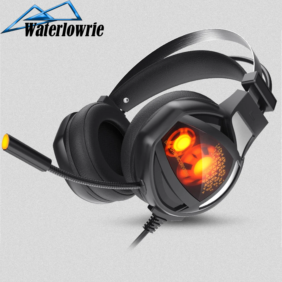 

Gaming headphone USB 7.1 3D Stereo wired gamer headset with mic Voice control for PC laptop computer game headphones V9