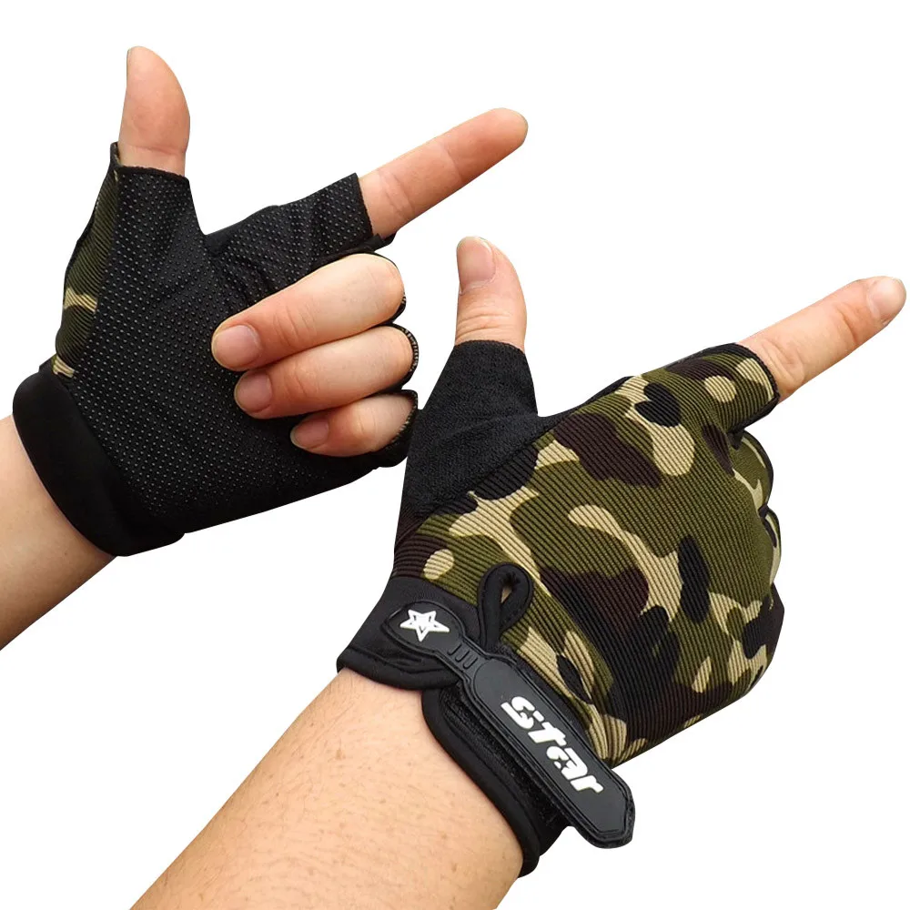 Womail, тактические перчатки для рыбалки с полупальцами, противоскользящие мужские спортивные камуфляжные перчатки для страйкбола, охотничьи перчатки AG28 Guantes - Цвет: Camouflage