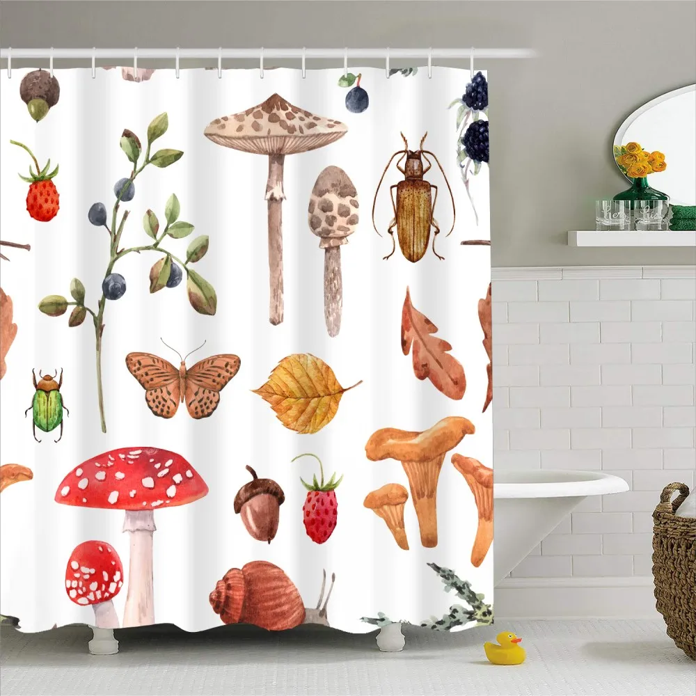 3D Cartoon Mushroom Unique Shower Curtain Polyester Bathroom Curtain with 12 Hooks Waterproof Bath Curtains for Home 180x200cm - Цвет: Color-3