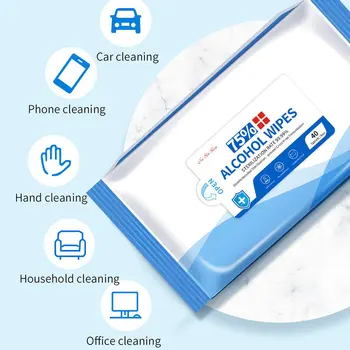 

40pcs Alcohol Wet Wipe Disposable Disinfection Prep Swap Pad Antiseptic Skin Cleaning Care Mobile Phone Jewelry Clean Wipe