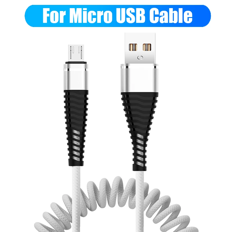 Robotsky пружинный USB кабель type-C для быстрой зарядки и синхронизации данных пружинный USB кабель для зарядки XiaoMi Huawei LeTV Samsung Micro USB - Цвет: white for micro