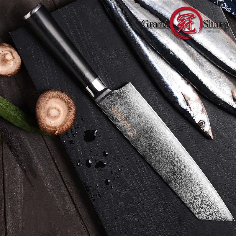 KATSU Kiritsuke Chef Knife - Damascus - Japanese Kitchen Knife - 8-inch -  Handcrafted Octagonal Handle - Wood Sheath & Gift Box (Kritsuke Knife)