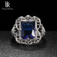 Bague Ringen Дворцовое кольцо с полым узором для женщин, геометрическое сапфировое серебро 925, ювелирное изделие 9*12 мм, драгоценный камень, элегантный темперамент, подарок