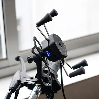 

2 in1 Motorcycle Fast Charge Mount Phone Holder Navigation Wireless Wired Charging Stand Bracket Mount Clamp 360 Degree Rotation