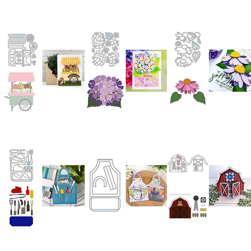 2021 New Elegant Flowers Metal Cutting Dies Pop Up Barn Stall Cookware Tool Mold Die Cut DIY Scrapbooking Embossing | Дом и сад