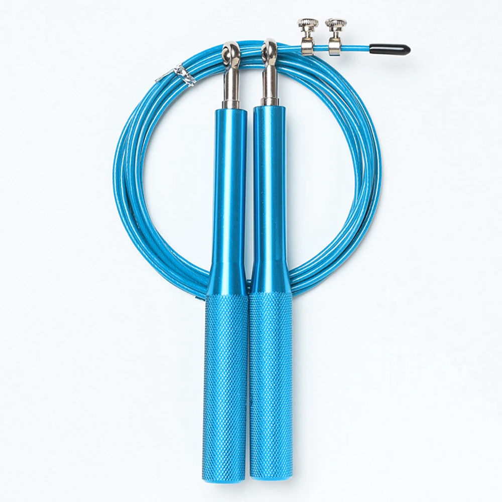 Новая Регулируемая Скакалка из алюминиевого сплава ручка специальные провода веревка скорость пропуска Crossfit тренировочное оборудование для домашнего фитнеса - Цвет: Синий