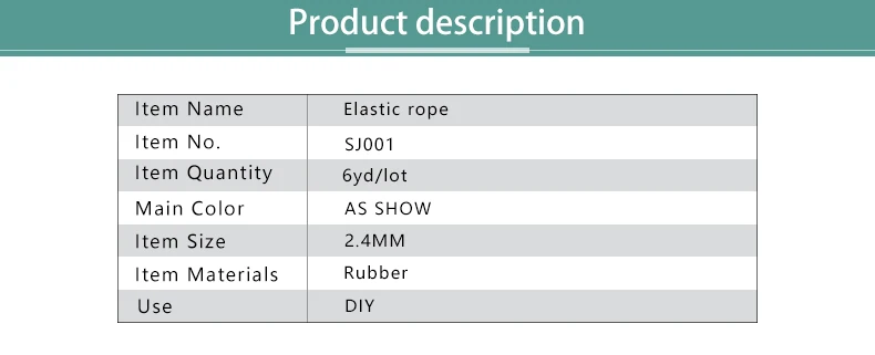 Description Picture 2 of item2.5mm Elastic Rope Elastic Band Shock Cord Bungee Rubber Band Stretch Thread for Garment Accessory Craft Handmade DIY