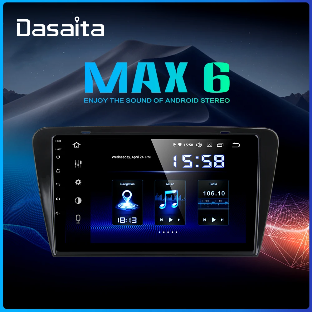 Автомобильный мультимедийный экран Dasaita 10 2 дюйма IPS 1 Din Android 9 0 для Skoda Octavia 2014 2015 2016