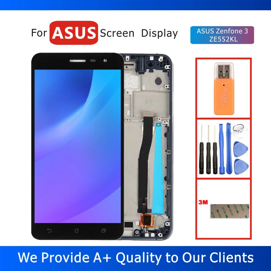 

100% Tested 5.5" LCD Display for ASUS Zenfone 3 ZE552KL Display with Touch Screen Digitizer Assembly Frame Replacement Parts