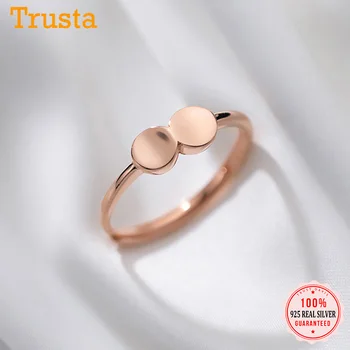 

TrustDavis Real 925 Sterling Silver Fashion Sweet Geometry Two Round Opening Ring For Women Wedding Birthday Fine Jewelry DA1711