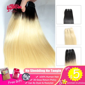 

Ali Queen 1b 613 Blonde Ombre Young Girl Raw Brazilian Unprocessed Virgin One-Donor Human Hair Bundle 2-3 Year Double Drawn Weft