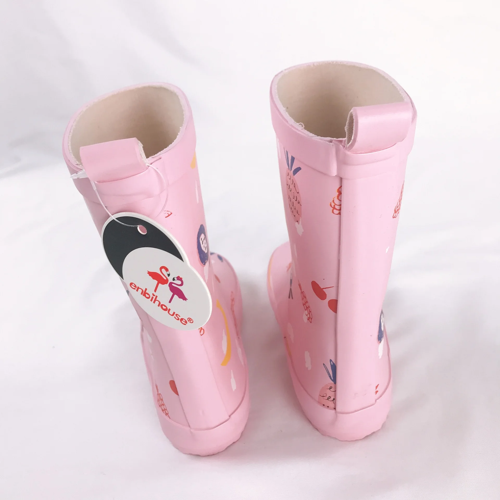 botas impermeáveis do tubo médio dos meninos das meninas do teste padrão dos desenhos animados das crianças são antiderrapantes confortáveis