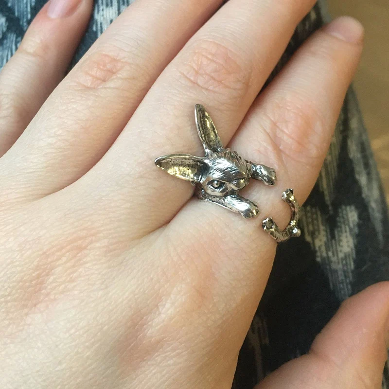 Finger Ring Frog Toad Animal Rings for Women men Artistic Design Retro Opening Resizable Unisex Female Statement Rings Silver Color Gift