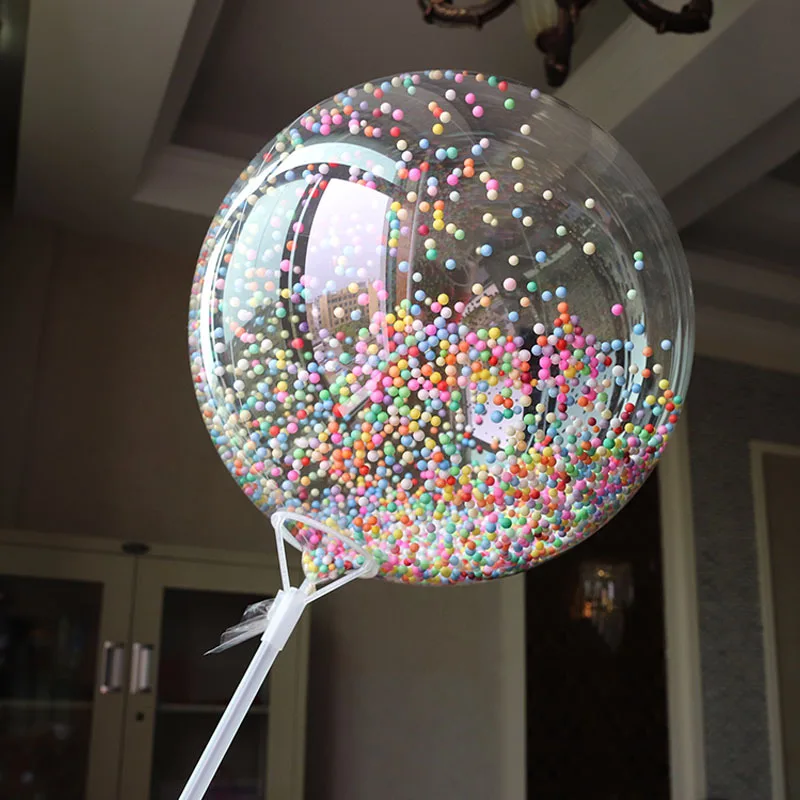 

30pcs 18/20/24inch Clear Bobo Latex Balloons With Colorful PE Foam DIY Wedding Supply Happy Birthday balony globos ballons