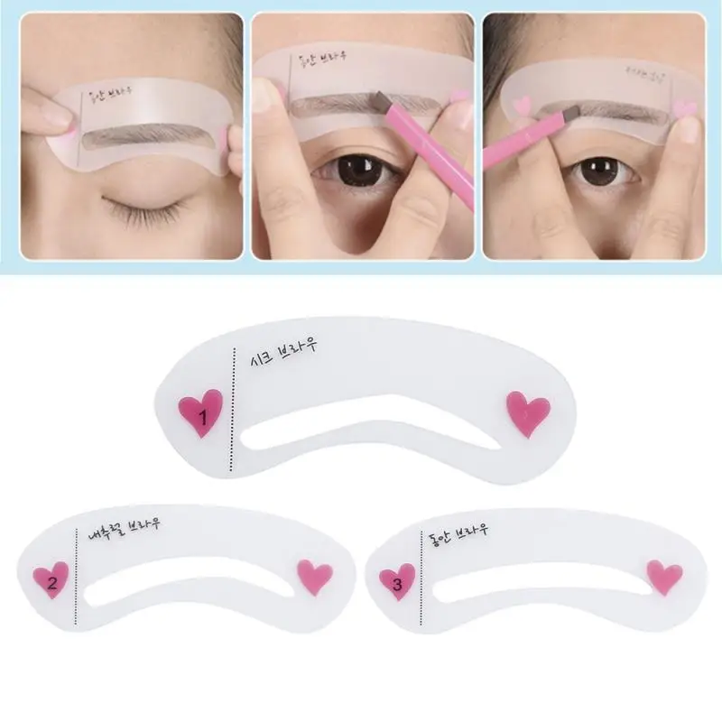 

3PCS Reusable 3 Styles Grooming Eyebrow Stencil Kit Makeup Tools DIY Beauty Eyebrow Template Stencil For Women Beauty Tools