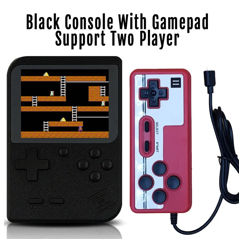 Black Add Gamepad Новая видеоигровая консоль, встроенные 400 ретро классические игры, 3,0 дюймовый экран, Мини Портативная консоль, карманный портативный игровой плеер - Color: Black Add Gamepad