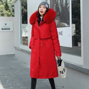 

ISENMAL Winter Jacket Women Long Parka Fur Collar Casual Slim Woman Winter Coat 2020 Fashion Female Jacket Cotton Padded Warm