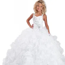 Новинка; роскошное платье для торжеств с бисером для маленьких девочек Бальные платья; платья для вечеринки с аппликациями; Белые Платья с цветочным узором для девочек; Коллекция года