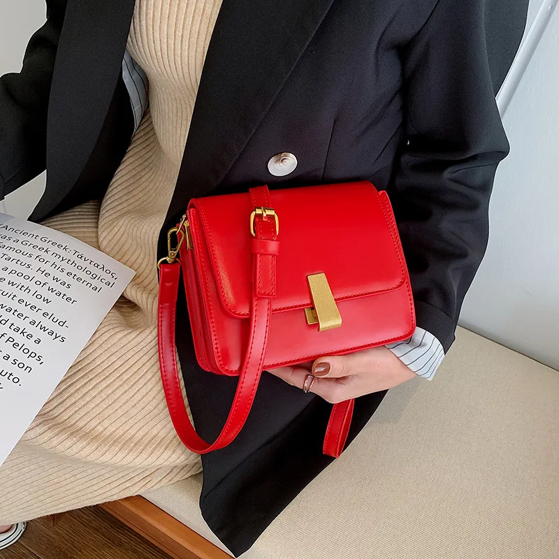 

Autumn And Winter Retro CHIC Bag Women's 2019 Popular New Style Hong Kong Style Fashion Textured Versatile Shoulder Square Sling