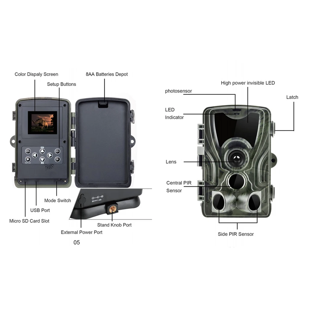 HC801-A 1080P HD 16MP Video Hunting Camera  36 LED IR Trail Cam Trap Night Vision Wild Hunting Camera