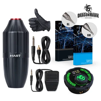

Top Dragonhawk Tattoo Mast Motor Rotary Pen Machine Set Kit Power Supply Needle