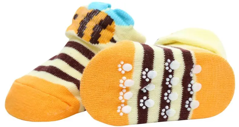 Носки для новорожденных, носки для малышей Нескользящие милые полосатые носки для малышей с рисунком трехмерные нескользящие носки-тапочки для малышей
